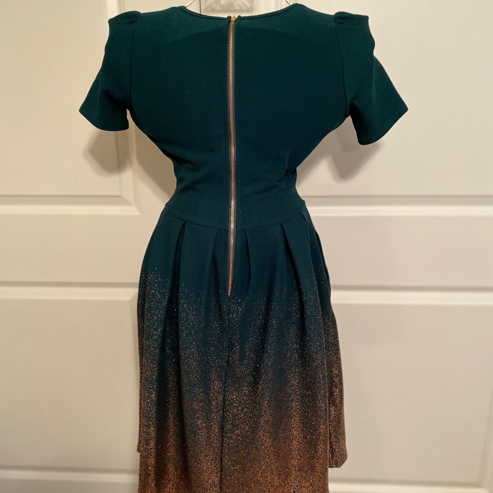 Lularoe green and gold dress